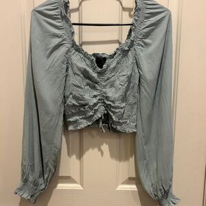 Women's Light Blue Ruched Top